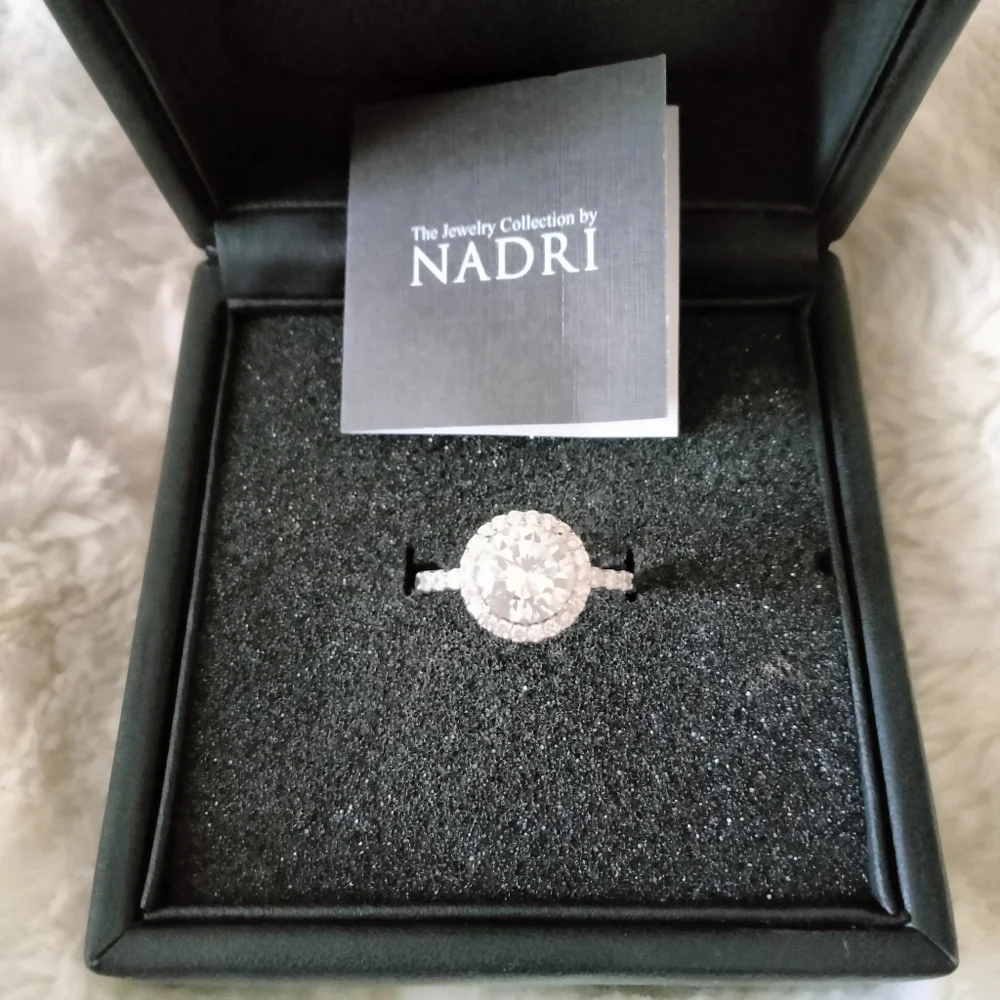 NADRI HALO RODIUM PLATED RING #10 - Picture 4 of 11